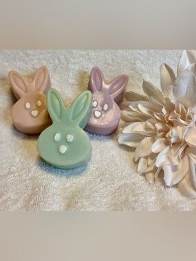 Hand crafted artisan bunny soaps.  Set of 2.